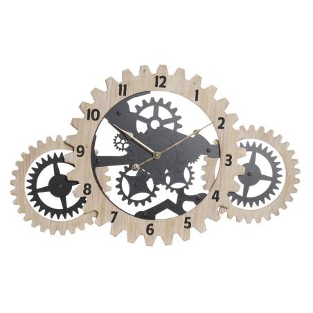 Reloj de Pared DKD Home Decor Natural Negro MDF Engranajes (70 x 4 x 45 cm)