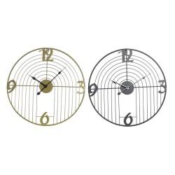 Reloj de Pared DKD Home Decor Negro Dorado Metal Moderno 45 x 3 x 45 cm (2 Unidades)