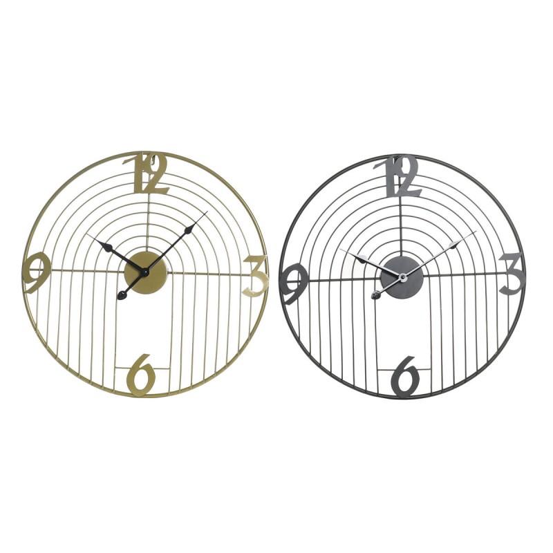 Reloj de Pared DKD Home Decor Negro Dorado Metal Moderno 45 x 3 x 45 cm (2 Unidades)