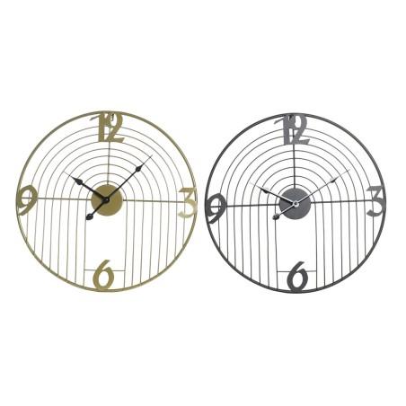 Reloj de Pared DKD Home Decor Negro Dorado Metal Moderno 45 x 3 x 45 cm (2 Unidades)