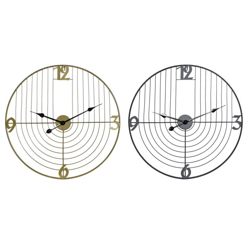 Reloj de Pared DKD Home Decor Negro Dorado Metal 60 x 3 x 60 cm Moderno (2 Unidades)