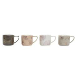 Juego de 4 Tazas Mug DKD Home Decor Gris Beige Rosa Dorado Metal Blanco 330 ml Moderno