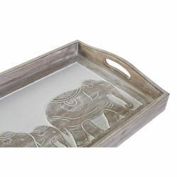 Bandeja de Aperitivos DKD Home Decor Tallado 40,5 x 30,5 x 7 cm Elefante Marrón Indio