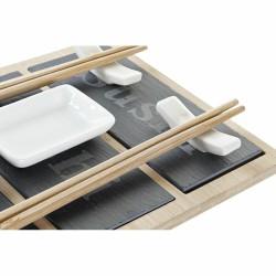 Set de Sushi DKD Home Decor Bambú Pizarra Negro Natural Oriental 25 x 19 x 3 cm