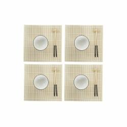 Set de Sushi DKD Home Decor Bambú Gres Blanco Oriental 14,5 x 14,5 x 31 cm (16 Piezas)