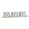 Set de Aperitivo DKD Home Decor Bambú Gres Hojas 3 Piezas 4 Piezas 28 x 9,7 x 1,5 cm