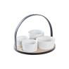 Set de Aperitivo DKD Home Decor Blanco/Negro Metal Bambú Gres Loft 5 Piezas 20 x 20 x 14 cm