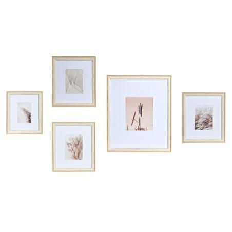 Portafotos de Pared DKD Home Decor Cristal Natural Blanco Madera MDF Boho (32,5 x 1,5 x 45 cm)