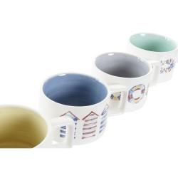 Juego de Tazas de Café DKD Home Decor Azul Multicolor Metal Dolomita 4 Piezas 260 ml