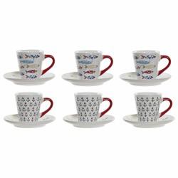 Juego de Tazas de Café DKD Home Decor Metal Multicolor Gres 130 ml