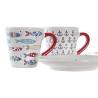 Juego de Tazas de Café DKD Home Decor Metal Multicolor Gres 130 ml