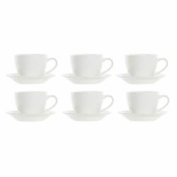 Juego de Tazas de Café DKD Home Decor Natural Madera de caucho Blanco Gres 150 ml