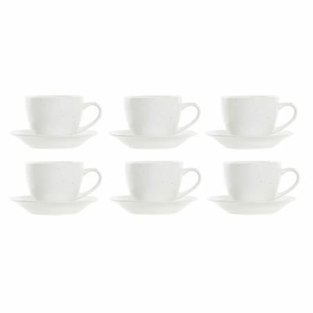 Juego de Tazas de Café DKD Home Decor Natural Madera de caucho Blanco Gres 150 ml