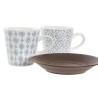 Juego de Tazas de Café DKD Home Decor Azul Marrón Madera de caucho Blanco Gres 90 ml