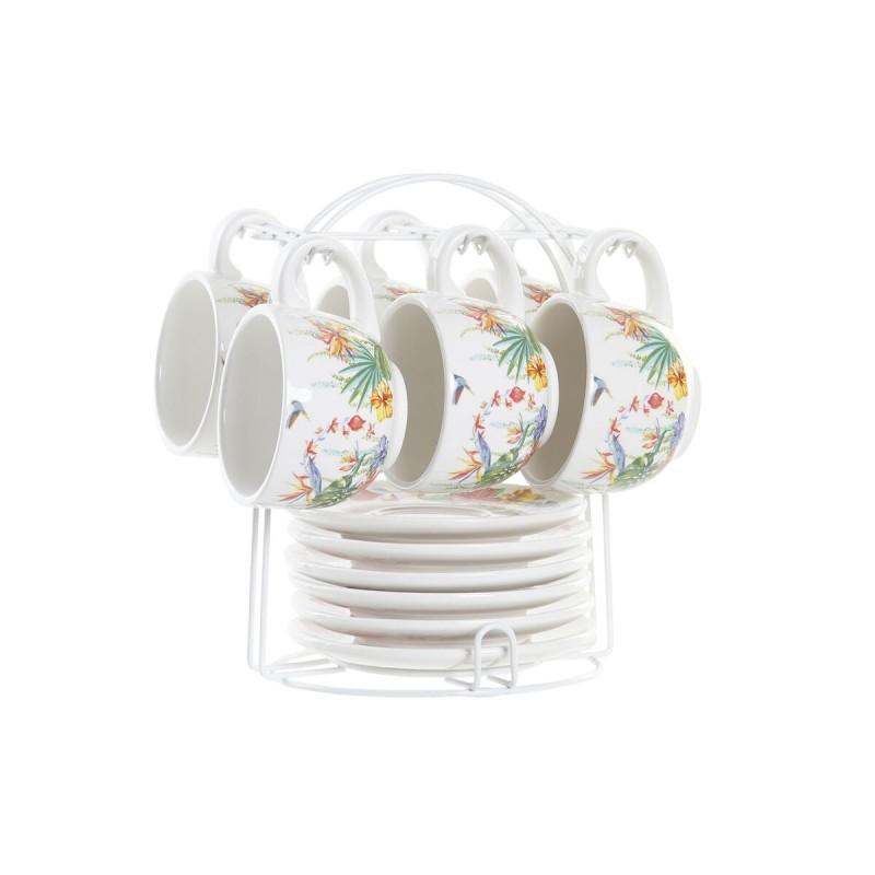 Juego de Tazas de Café DKD Home Decor Multicolor 180 ml Dolomita