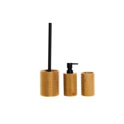 Set de Baño DKD Home Decor Negro 7 x 7 x 16,5 cm Natural (3 Piezas)