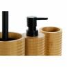 Set de Baño DKD Home Decor Negro 7 x 7 x 16,5 cm Natural (3 Piezas)