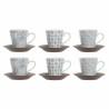 Juego de Tazas de Café DKD Home Decor Azul Marrón Madera de caucho Blanco Gres 150 ml