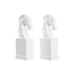 Sujetalibros DKD Home Decor Ajedrez Blanco Resina Caballo 10 x 7 x 24 cm