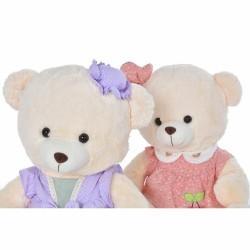 Oso de Peluche DKD Home Decor Vestido 42 x 20 x 50 cm Beige Rosa Lila Infantil Oso (2 Unidades)