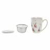 Taza con Filtro para Infusiones DKD Home Decor Velero Azul Blanco Rojo Acero Inoxidable Porcelana Veleros Mediterráneo 380 ml (1