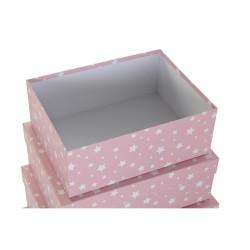 Set de Cajas Organizadoras Apilables DKD Home Decor Blanco Infantil Rosa claro Cartón (43,5 x 33,5 x 15,5 cm)