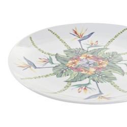 Set de Vajilla DKD Home Decor Tropical Blanco Multicolor Porcelana (18 Piezas)