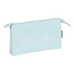 Portatodo Triple Benetton Fantasy Azul cielo (22 x 12 x 3 cm)