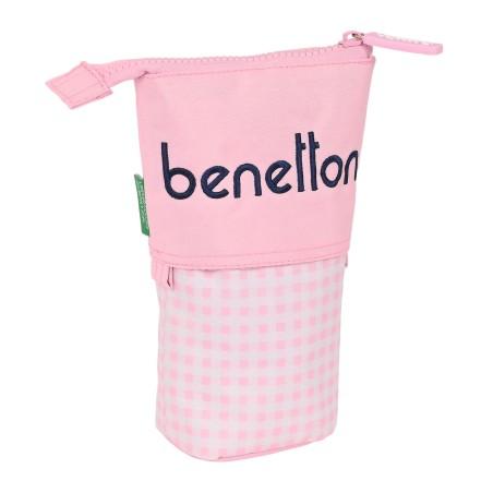 Estuche Cubilete Benetton Vichy Rosa (8 x 19 x 6 cm)