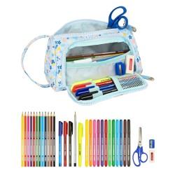 Estuche Escolar con Accesorios Moos Lovely Azul (32 Piezas)