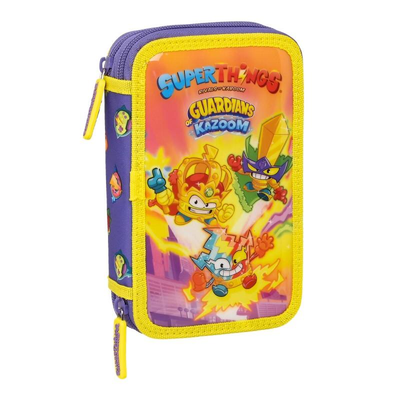 Plumier Doble SuperThings Guardians of Kazoom Amarillo Morado (28 piezas)