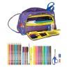 Estuche Escolar con Accesorios SuperThings Guardians of Kazoom Amarillo Morado (32 Piezas)