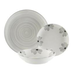 Vajilla Versa Flores Gris 18 Piezas Porcelana