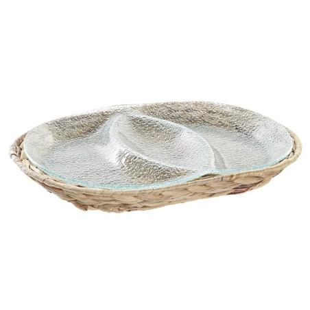 Bandeja de Aperitivos DKD Home Decor 38 x 25 x 4 cm Cristal Natural Transparente