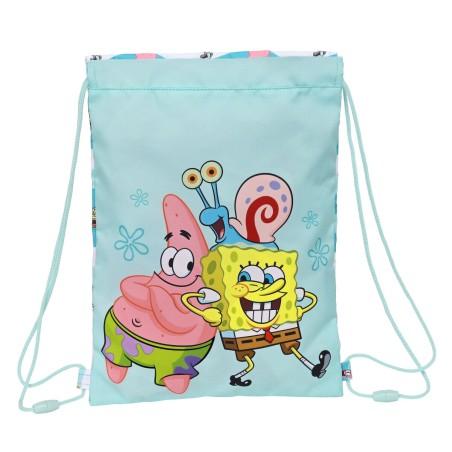 Bolsa Mochila con Cuerdas Spongebob Stay positive Azul Blanco (26 x 34 x 1 cm)