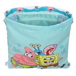 Bolsa Mochila con Cuerdas Spongebob Stay positive Azul Blanco (26 x 34 x 1 cm)