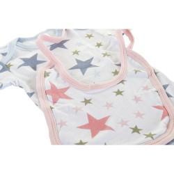 Conjunto de Ropa DKD Home Decor Azul Rosa 0-6 Meses Algodón Estrellas (2 Unidades)