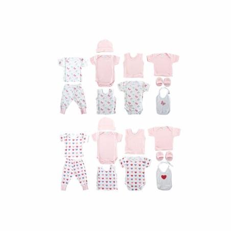 Conjunto de Ropa DKD Home Decor Blanco Rosa (2 Unidades) Algodón 0-6 Meses