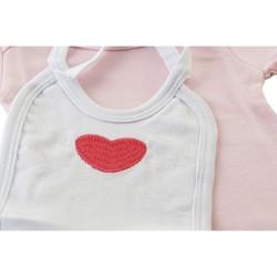 Conjunto de Ropa DKD Home Decor Blanco Rosa (2 Unidades) Algodón 0-6 Meses