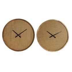 Reloj de Pared DKD Home Decor Madera Marrón Tropical 60 x 5 x 60 cm (2 Unidades)