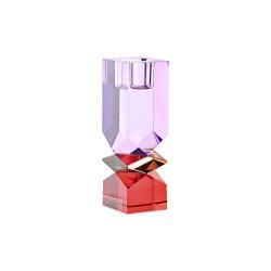 Portavelas DKD Home Decor Rojo Bicolor Lila Cristal 4 x 4 x 12 cm