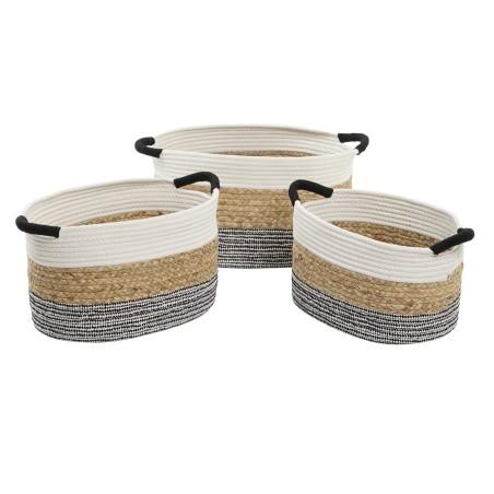 Juego de Cestas DKD Home Decor Beige Algodón Fibra natural (42 x 32 x 24 cm) (3 Piezas)