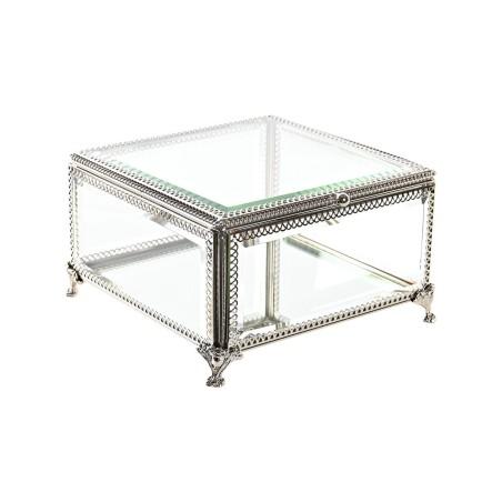 Caja-Joyero DKD Home Decor Cristal Metal 16 x 16 x 10 cm Plateado Transparente