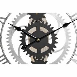 Reloj de Pared DKD Home Decor Plateado Negro MDF Hierro Engranajes Loft (60 x 4 x 60 cm)