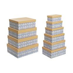 Set de Cajas Organizadoras Apilables DKD Home Decor Animales Azul Cartón (43,5 x 33,5 x 15,5 cm)