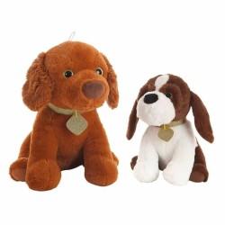 Perro de Peluche 32 cm Negro Beige Marrón Poliéster Acrílico (32 cm)