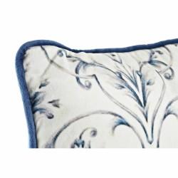 Cojín DKD Home Decor Azul Blanco Cuadrada Flores Neoclásico 45 x 10 x 45 cm