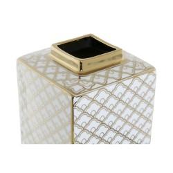 Jarrón DKD Home Decor 14,5 x 14,5 x 30 cm Porcelana Dorado Blanco