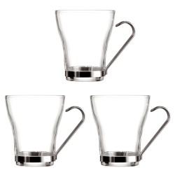 Juego de Tazas de Café Quid Supreme Transparente Vidrio Acero 250 ml 3 Piezas