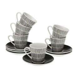 Juego de Tazas de Café Versa New Lines Porcelana (6 Piezas)